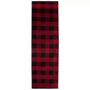 NWT Sleigh Bell red black buffalo plaid 70" x 13" table runner farmhouse
